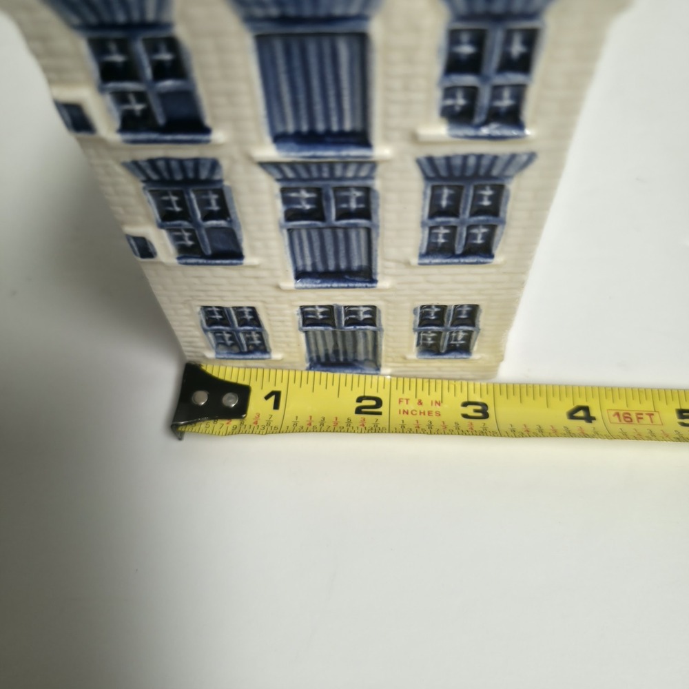 Amsterdam Canal House Handpainted Delft Blauw Vintage Ceramic Planter Vase Chip - Picture 9 of 11